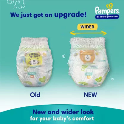 Pampers All round Protection Pants Style Baby Diapers, Medium (M) Size, 44 Count, Anti Rash Blanket, Lotion with Aloe Vera, 7-12kg Diapers