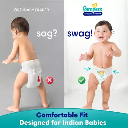 Pampers All round Protection Pants Style Baby Diapers, Newborn (NB) Size, 54 Count, Anti Rash Blanket, Lotion with Aloe Vera, Upto 5kg Diapers